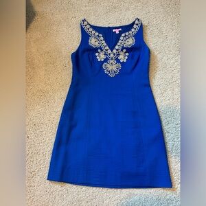 Lilly Pulitzer Royal Blue Dress with White Embroidery